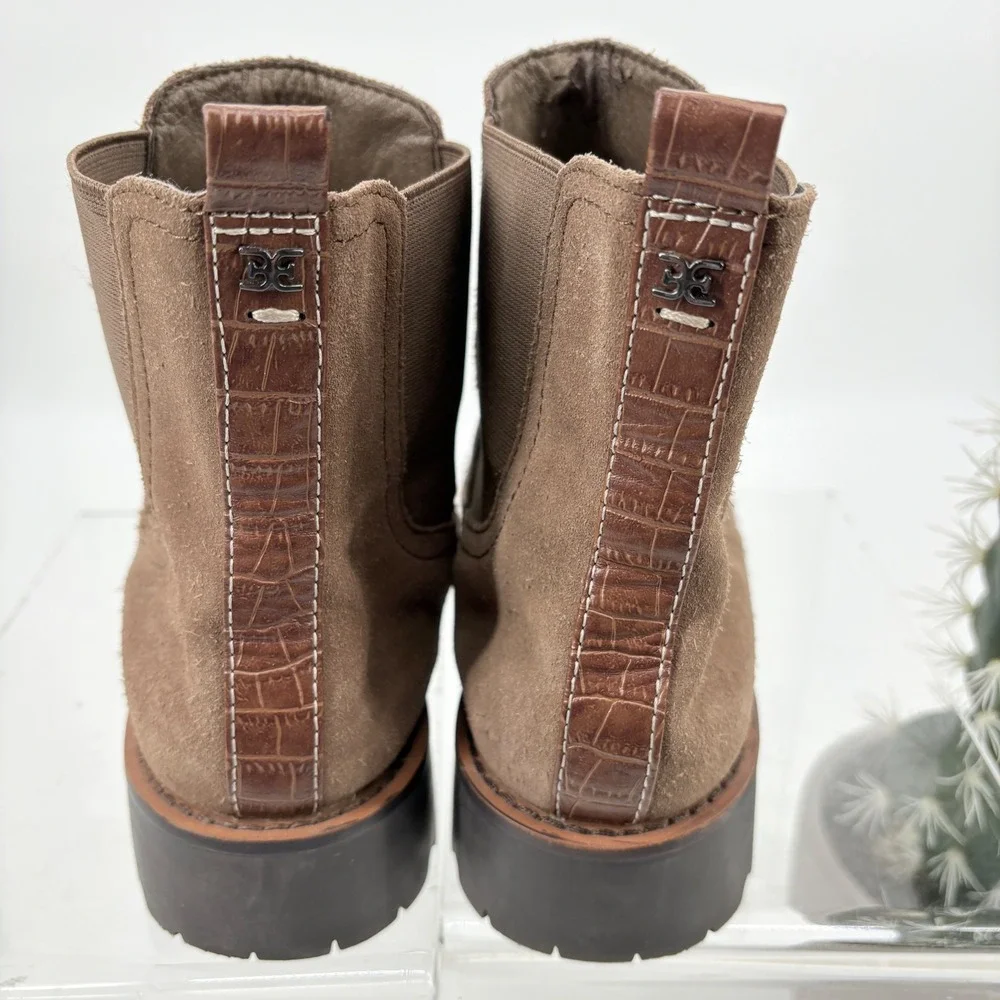 Women's sz 7.5 M Sam Edelman Jaclyn‎ Waterproof Suede Chelsea Boots Taupe